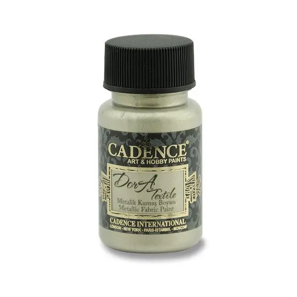 Metalická barva na textil Cadence Dora Textile - platinová / 50 ml