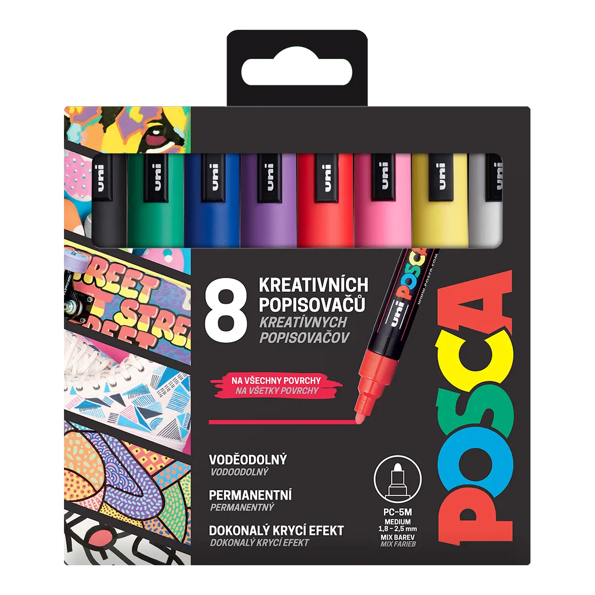 Sada akrylových fixů Uni Posca 1,8-2,5mm 8ks základní