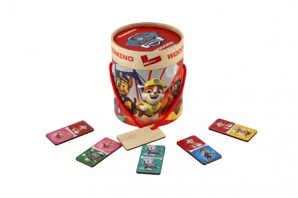 Domino dřevěné Paw patrol/Tlapková patrola 28ks v papírovém tubusu 11x13cm