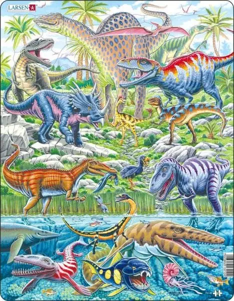 Dinosaury (FH49) (lietajúce, bežiace, potápajúce),Dinosaury (FH49) (lietajúce, bežiace, potápajúce) - puzzle z kategorie Náučné puzzle
