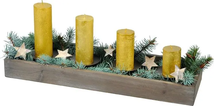 Adventní svícen dřevo 53x17cm