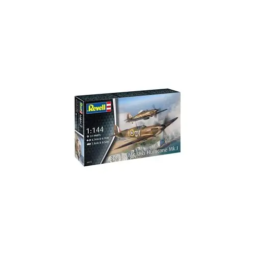 Plastic ModelKit letadlo 03771 - Supermarine Spitfire Mk.Ia & Hawker Hurricane Mk.I (1:144)