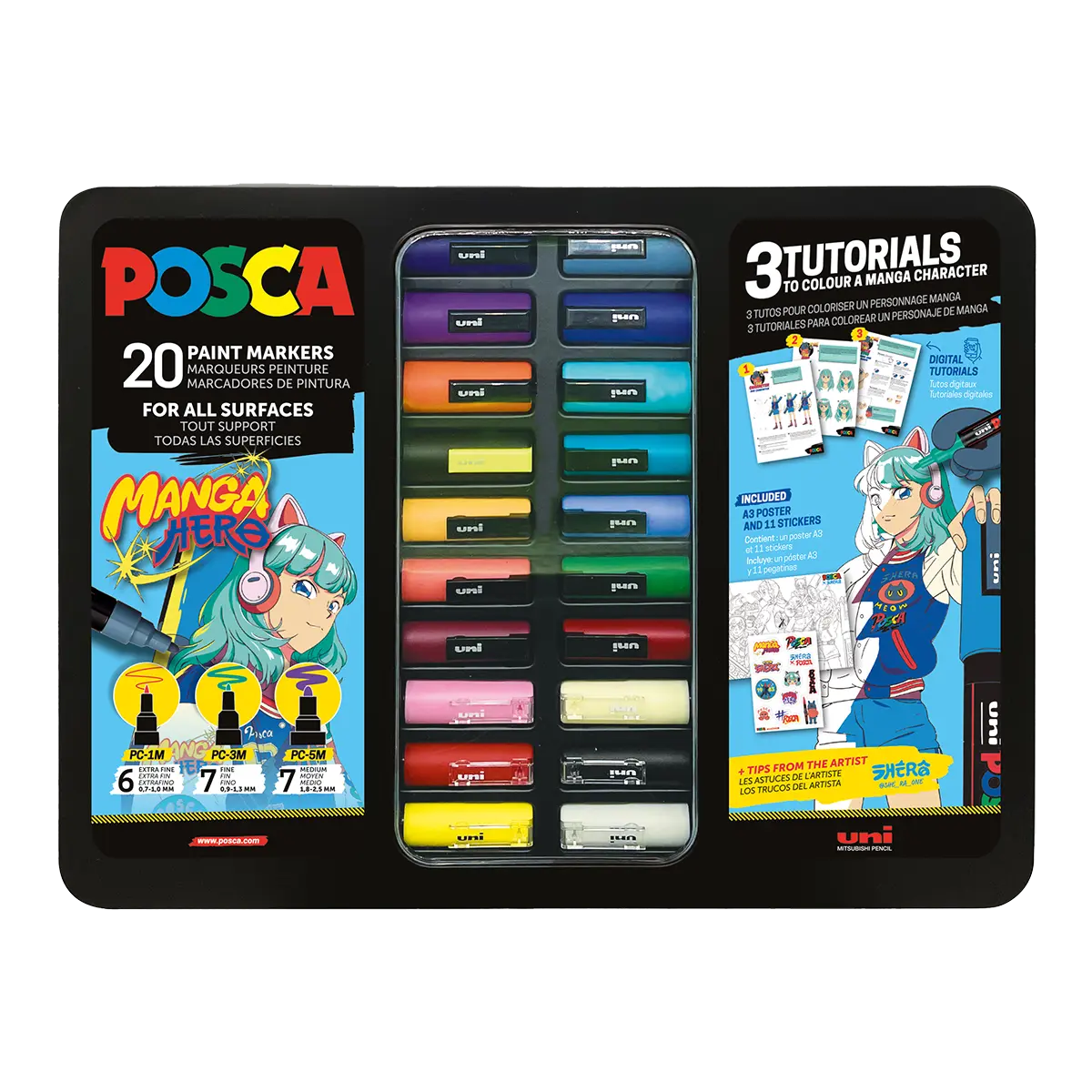 Posca sada popisovačů PC-1M/PC-3M/PC-5M - MANGA HERO (20 ks)
