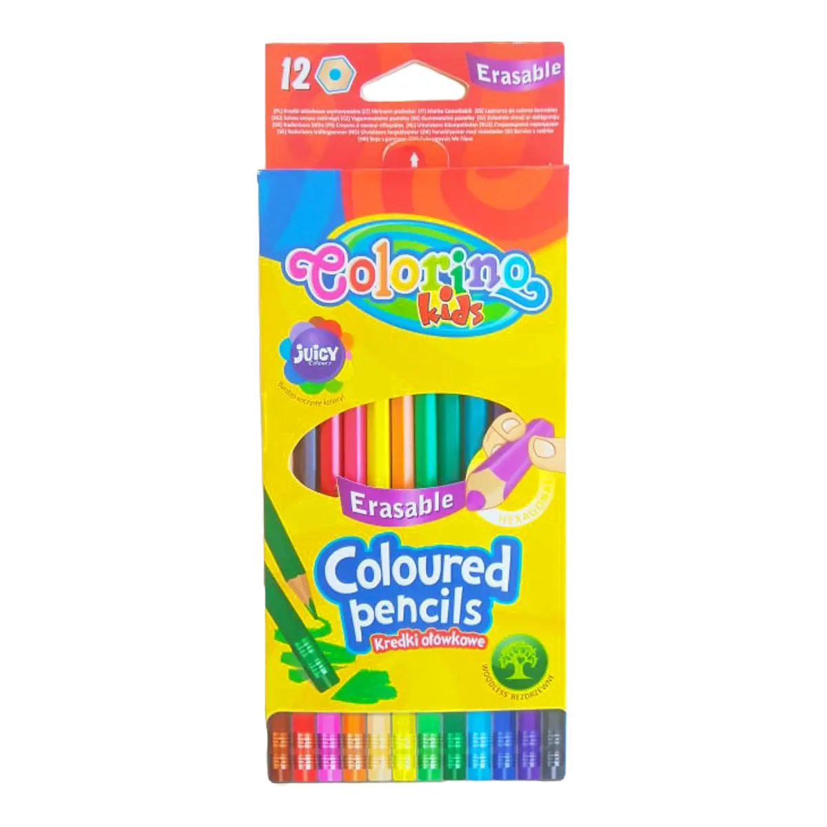 Colorino pastelky hexagonální, s barevnou pryží, 12 barev