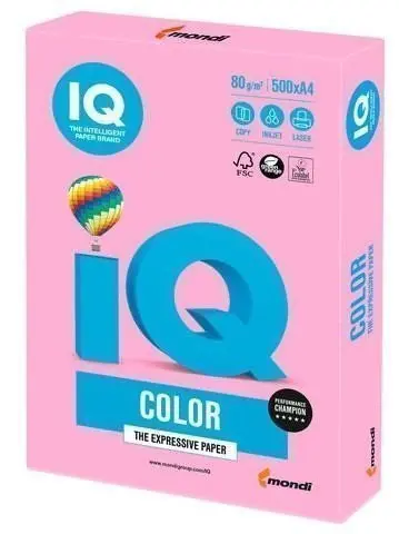 Barevný papír IQ Color A4 - NEOPI, fosforově růžová, 80 g/m2, 500 listů