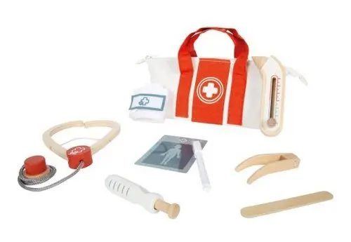 small foot Doktorský set s červeno-bílou lékařskou taškou