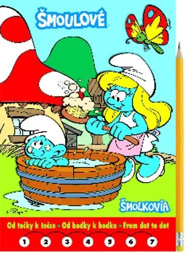 Šmoulové Omalovánky - Od tečky k tečce + grafitová tužka s gumou