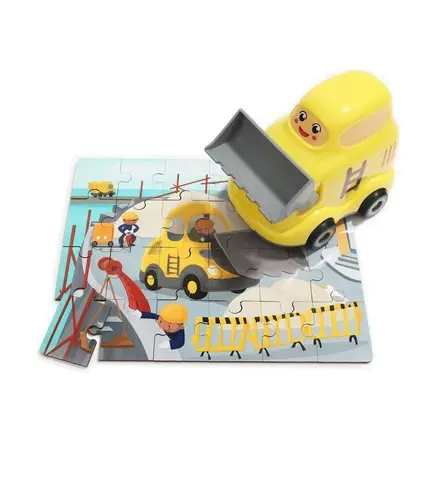 Puzzle Buldozer, dřevěné s hračkou
