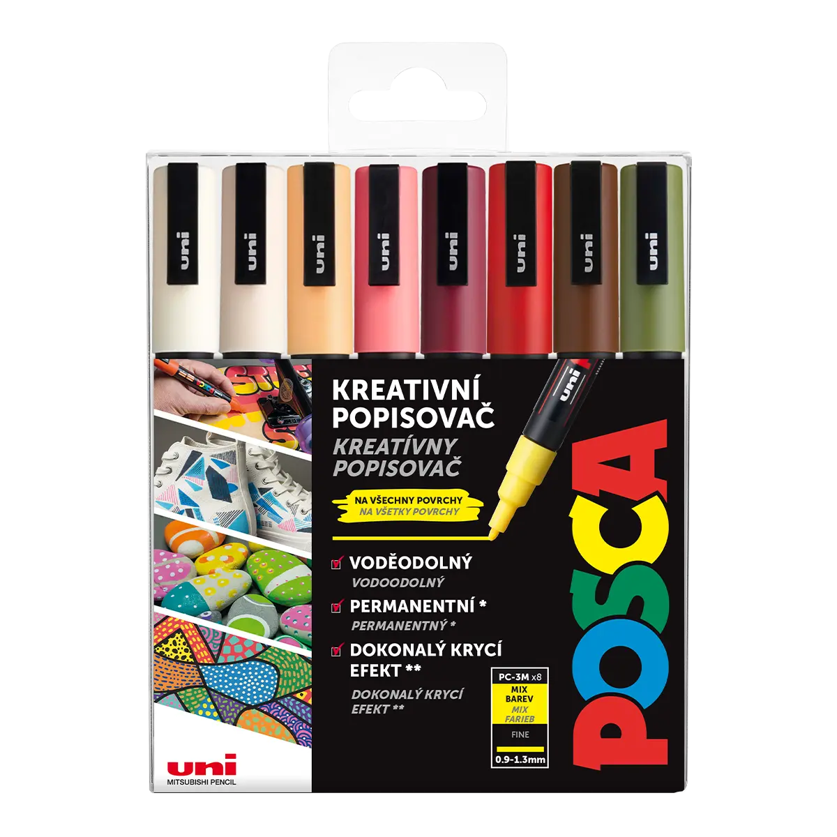 Posca sada popisovačů PC-3M, AUTUMN, 0,9 - 1,3 mm, mix zemitých tónů (8 ks)
