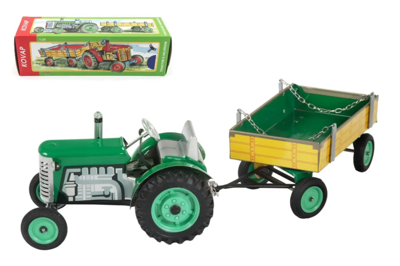 Traktor Zetor s valníkem zelený na klíček