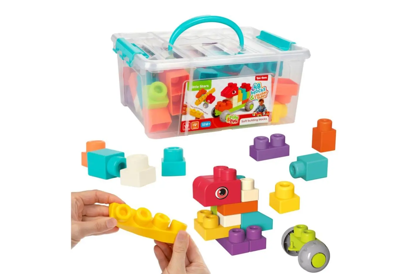 Teddies Kostky stavebnice 48ks plast v plastovém kufříku 26x12x19cm 18m+