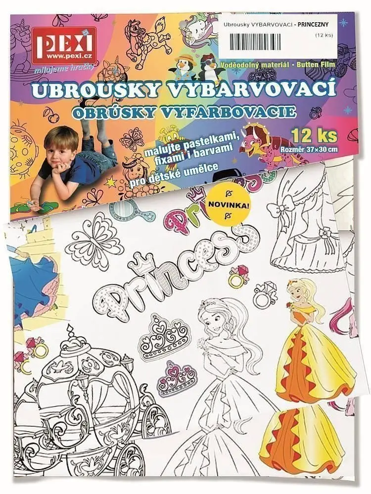 Vybarvovací ubrousky Princezny 12 kusů