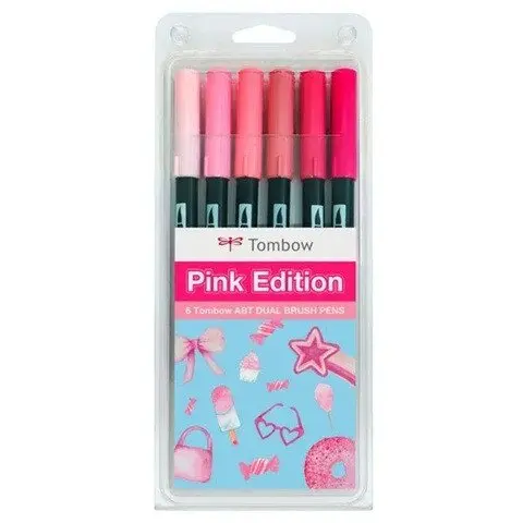 Tombow ABT Dual Pen Brush sada oboustranných štětcových fixů - Pink Edition 6 ks