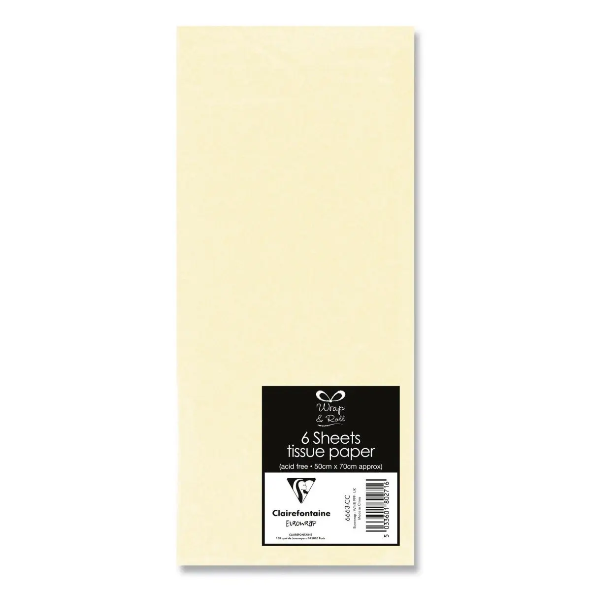 CLAIREFONTAINE hedvábný papír - krémový, 6 ks, 50x70 cm