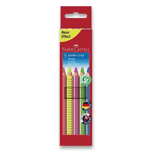 Pastelky Faber-Castell Jumbo Grip Neon, 5 barev