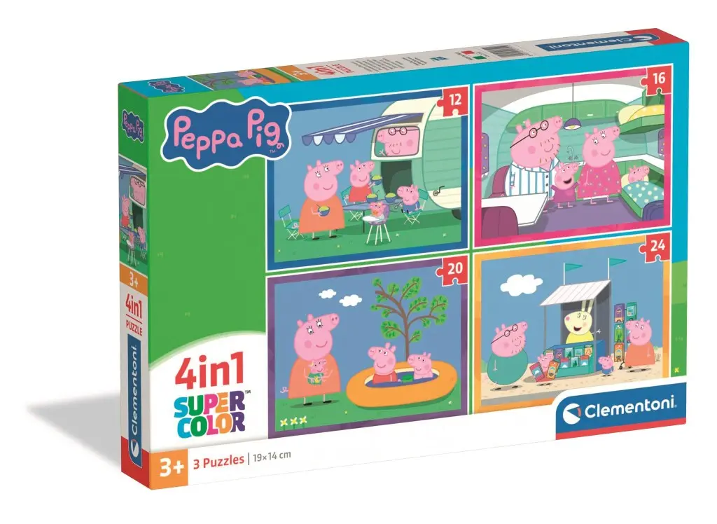 Clementoni - Puzzle 4v1 Prasátko Peppa na cestách (12+16+20+24 dílků)