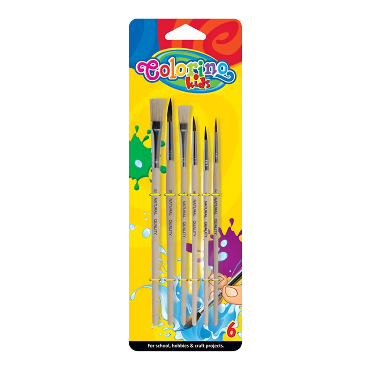 Štětce sada 6ks Colorino - kulatý 2,4,6,10 + plochý 8,12