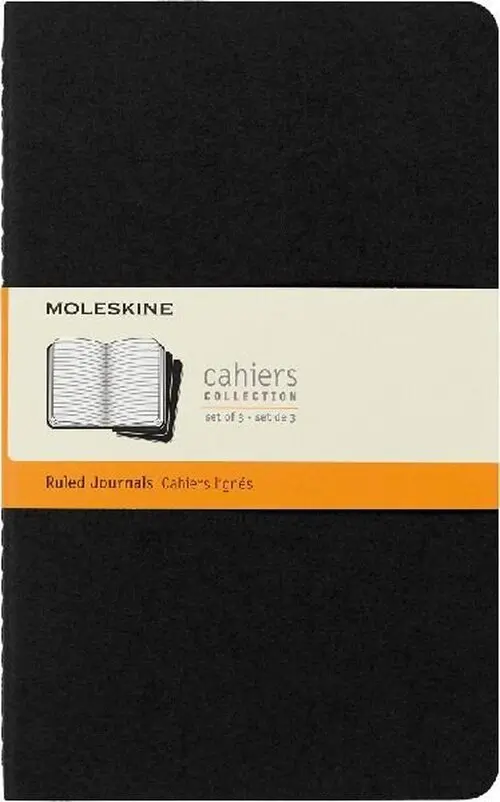 Sešity Moleskine Cahier, L, linkované, 3 ks - černý