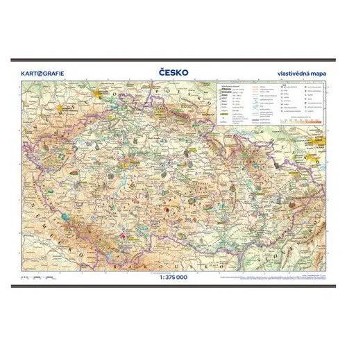 Česká republika - školní nástěnná vlastivědná mapa 1:375 tis.