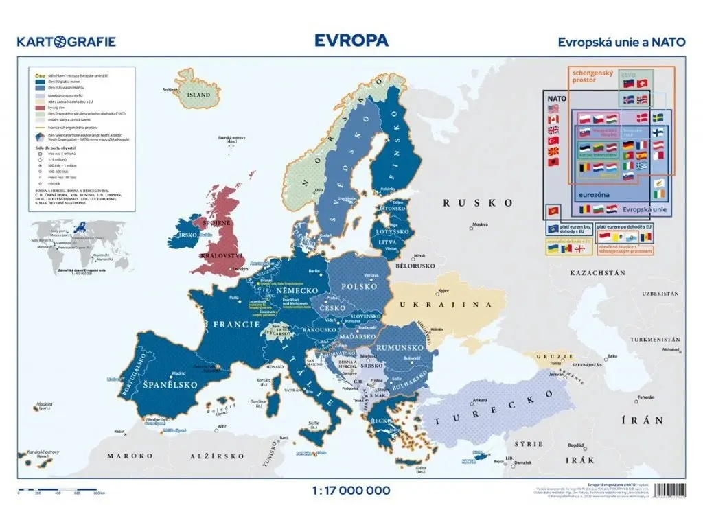 Evropská unie a NATO 1:17 000 000