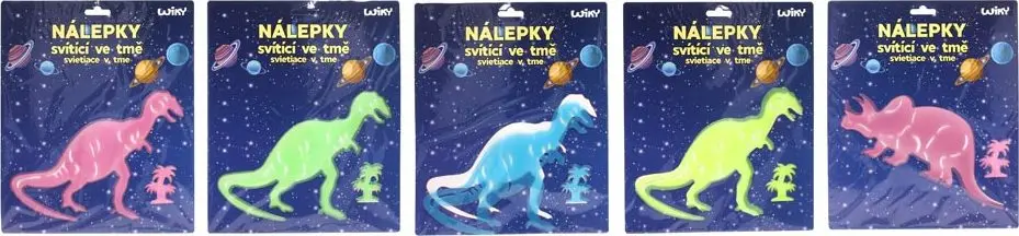 Nálepky W026525 25,5x31 cm svítící ve tmě Dinosauři