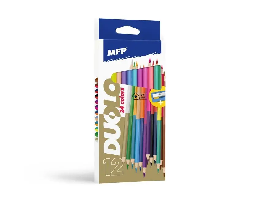 Pastelky MFP DUOLO 12 ks Duo triangular s ořezávátkem