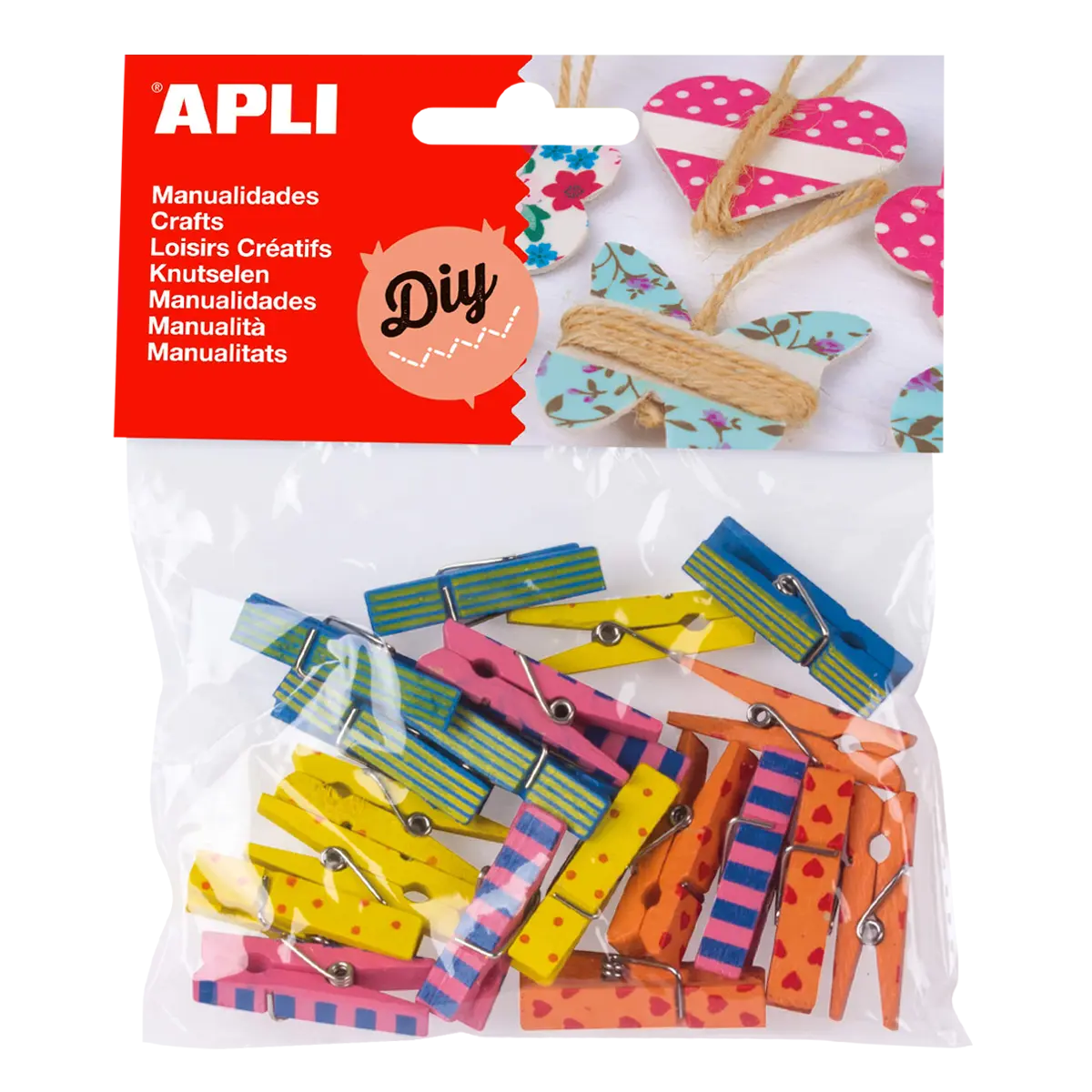APLI dřevěné kolíčky 35 x 7 mm - mix barev 20 ks