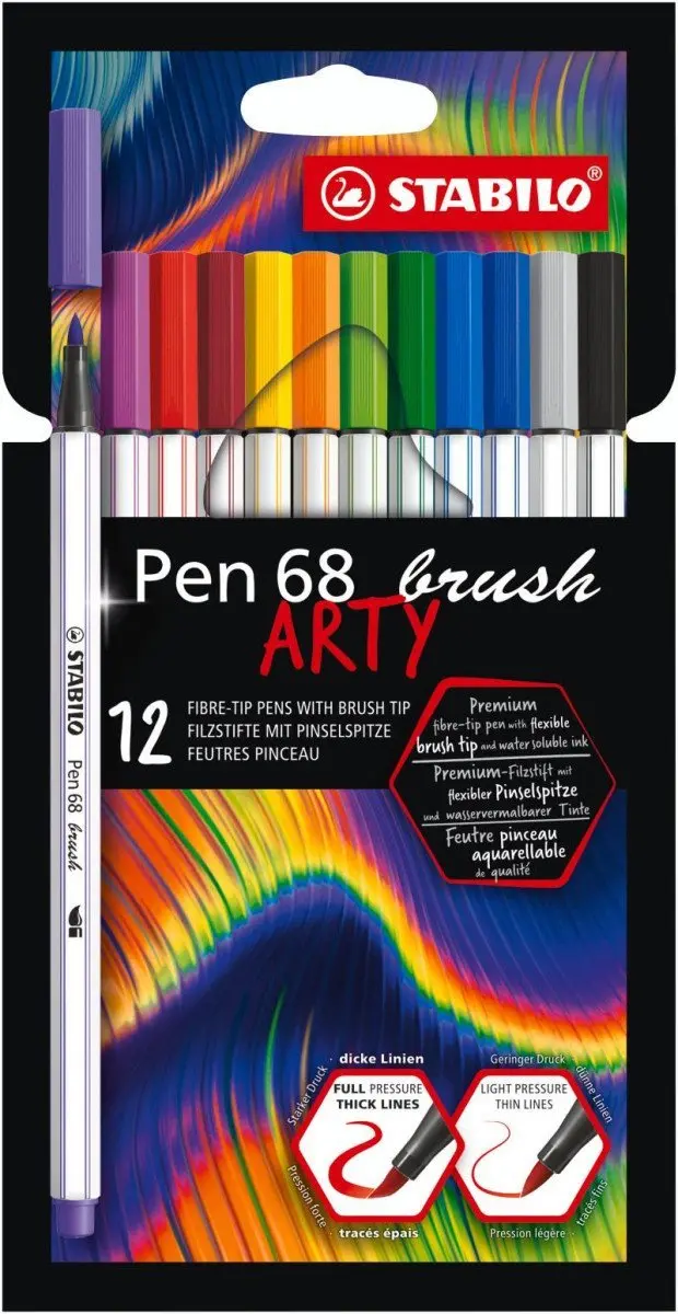 Fixa STABILO Pen 68 brush sada 12 ks v pouzdruARTY