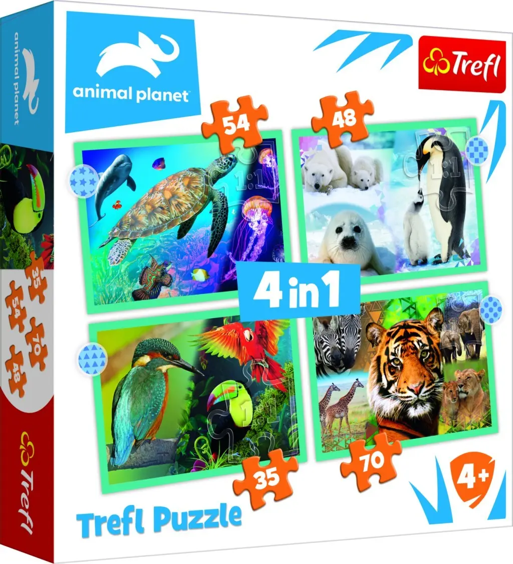 Trefl Puzzle Animal Planet: Záhadný svět zvířat 4v1 (35,48,54,70 dílků) - Testors
