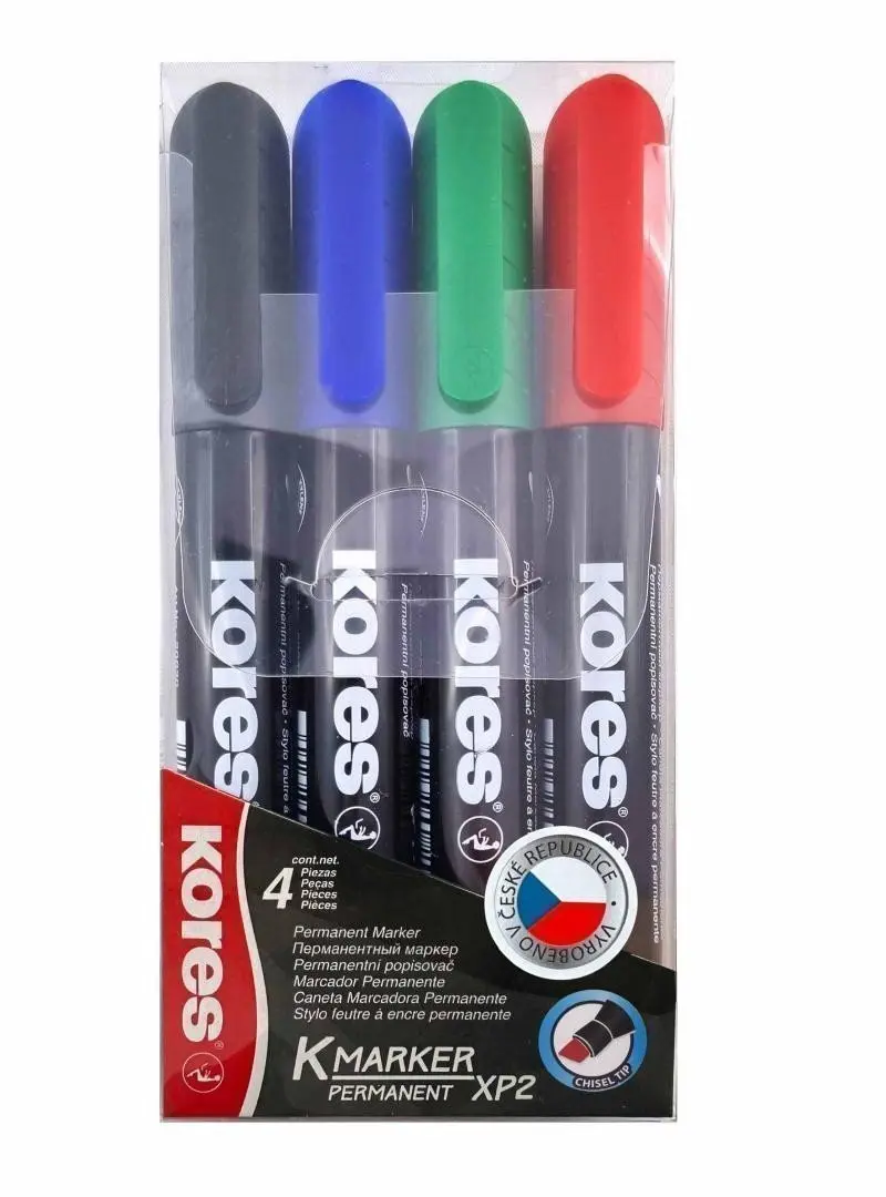 Popisovač K-MARKER, zkosený hrot 3-5 mm, černá, červená, zelená, modrá