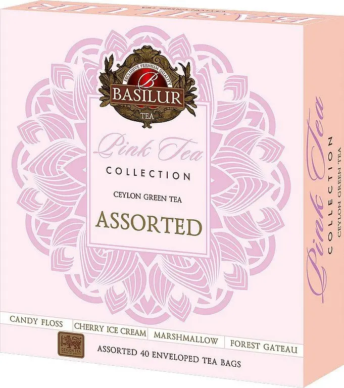 BASILUR Gift Pink Tea Assorted přebal variace zelených čajů 40 gastro sáčků