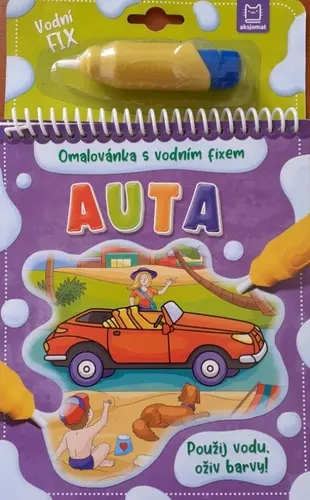 Omalovánka s vodním fixem. Auta