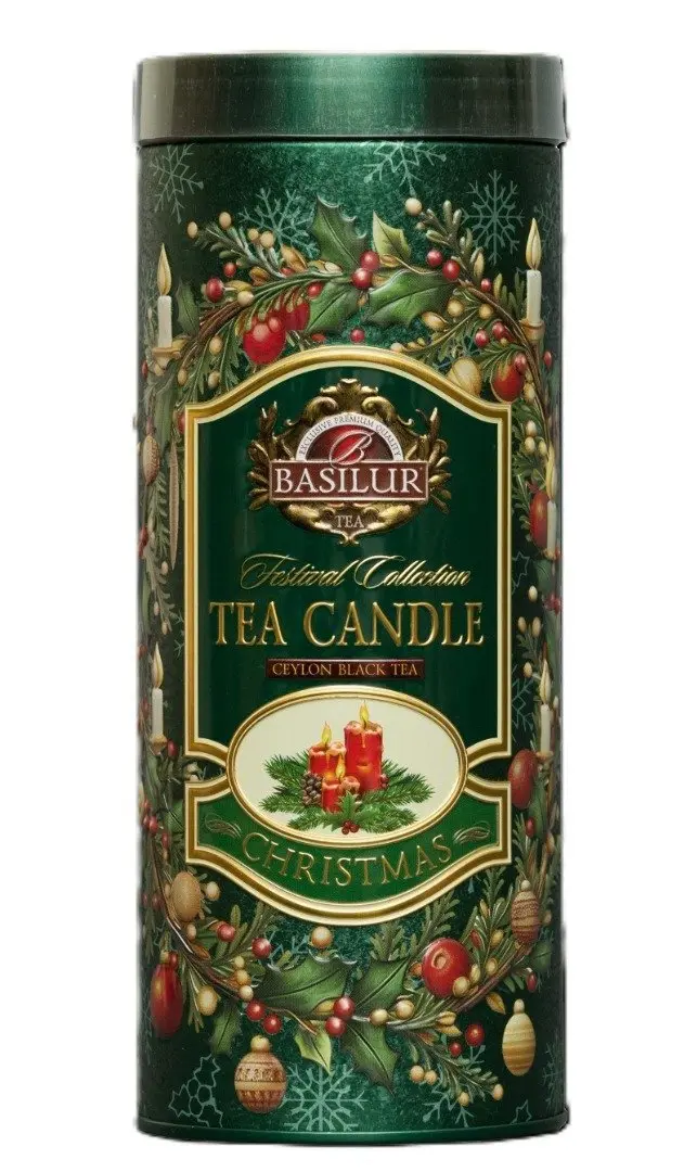 BASILUR Festival Candle Green Edition plech 75g + čajová svíčka 11g