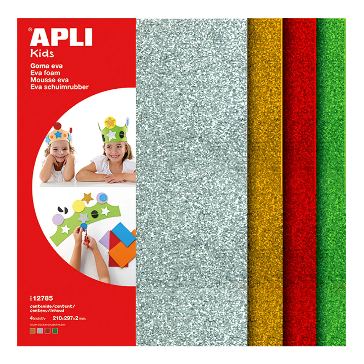 APLI Pěnovka 21 × 29,7 cm - třpytivá - sada 4 barev