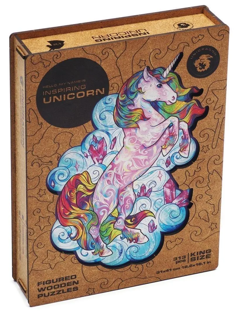 UNIDRAGON dřevěné puzzle - Jednorožec, velikost M  (25x33cm)