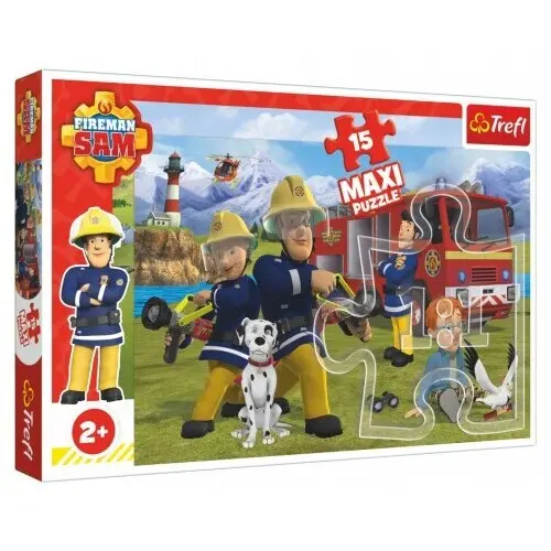 Puzzle maxi 15 dílků Požárník Sam - Tým v akci 60x40cm v krabici 40x27x5cm 24m+