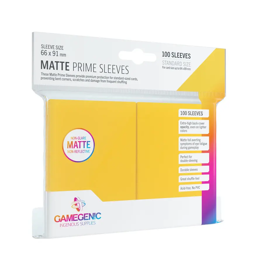 Matné obaly na karty PRIME – žluté (100 ks) 66x91 mm