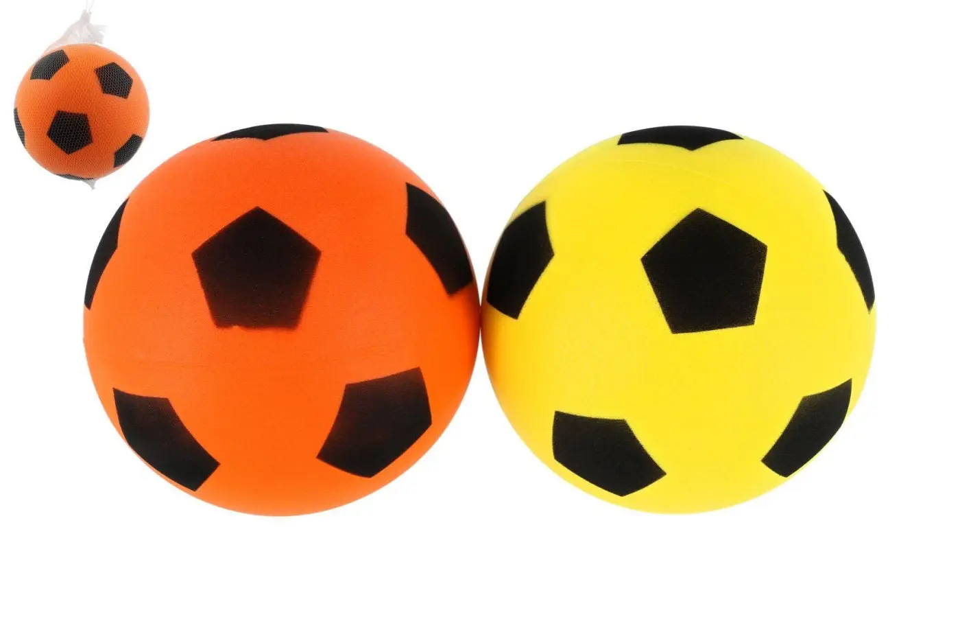 Míč pěnový fotbalový 21cm 2 barvy v síťce
