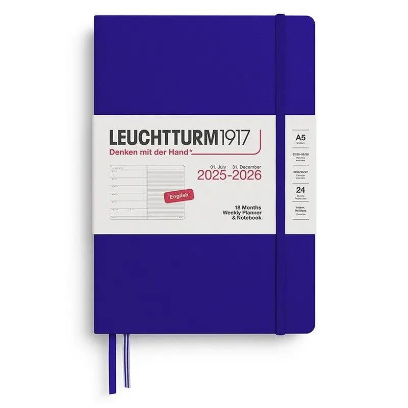 Weekly Planner & Notebook 2026 Medium (A5) 18 Months Ink