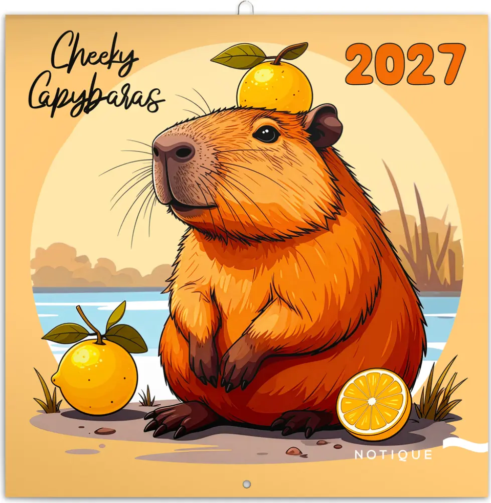 NOTIQUE Kalendář 2027 poznámkový: Rozverné kapybary, 30 x 30 cm