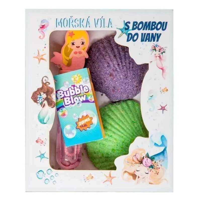 Kosmetická sada Mořská víla (2x šumivá bomba, bublifuk)