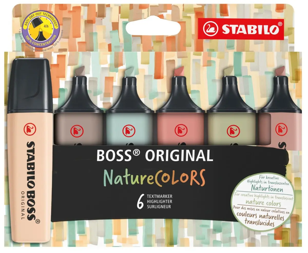 Zvýrazňovač STABILO BOSS NatureCOLORS - sada 6 barev