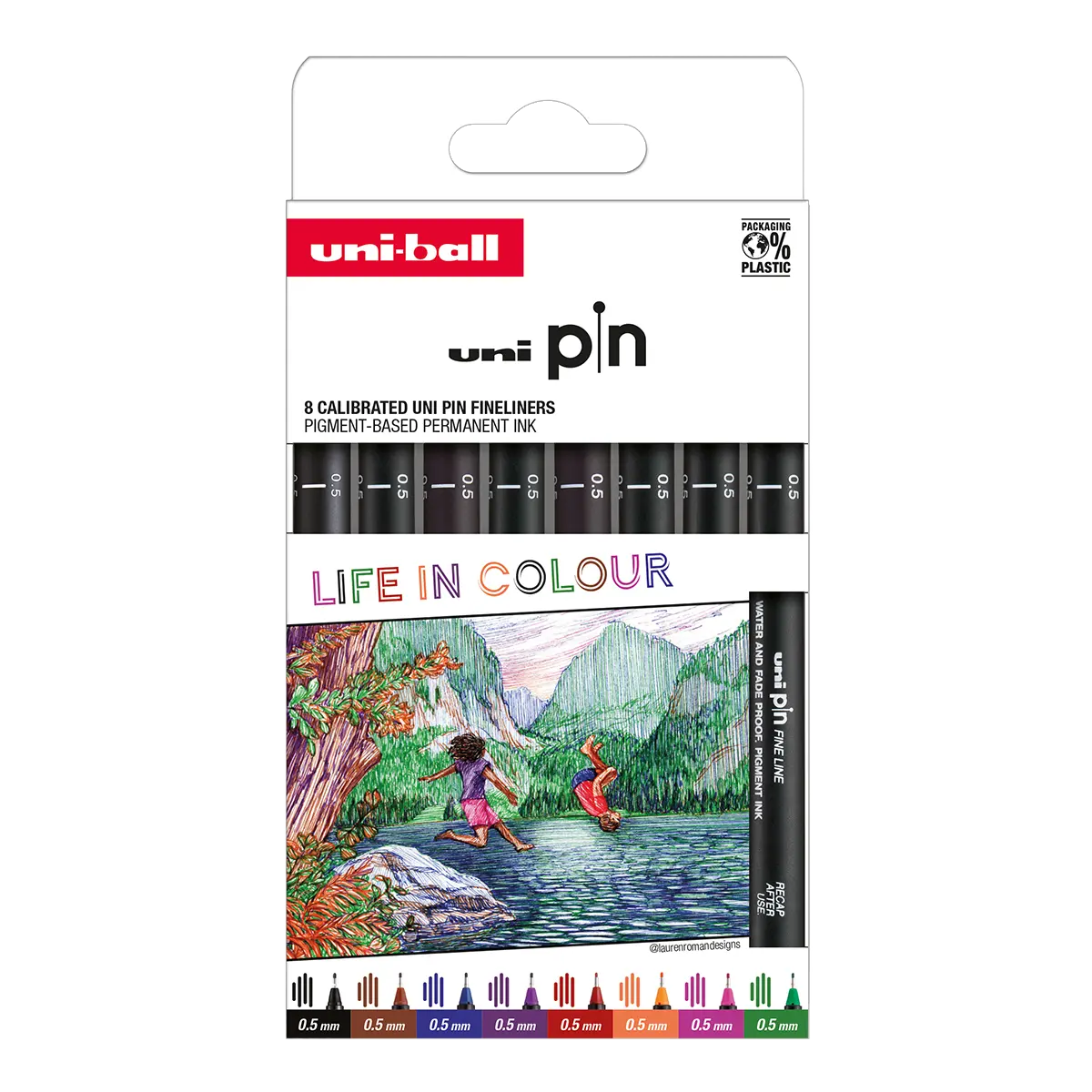 UNI PIN Life in Colour, 8 ks, 0,5 mm, mix barev