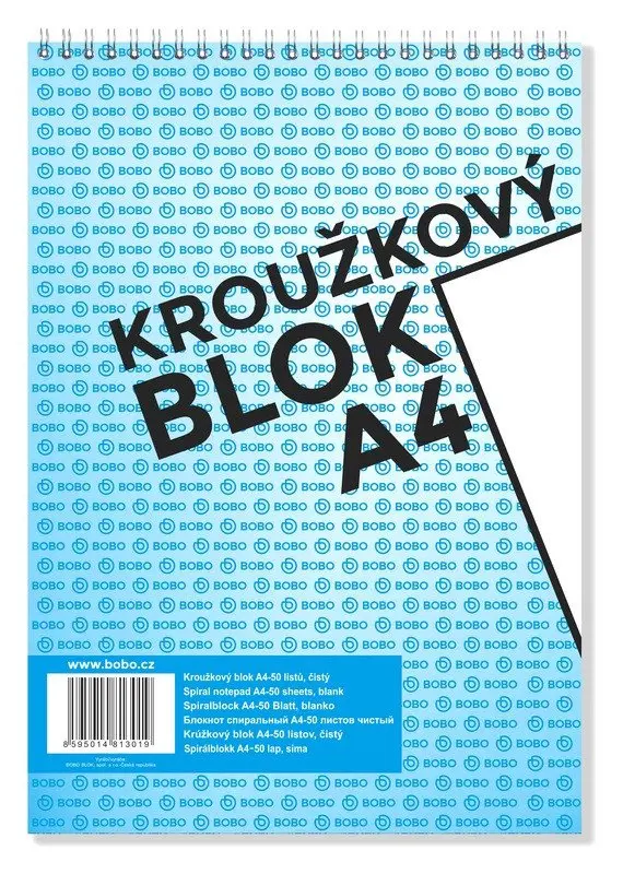 BOBO Blok kroužkový, horní vazba, A4 50 l. nelinkovaný