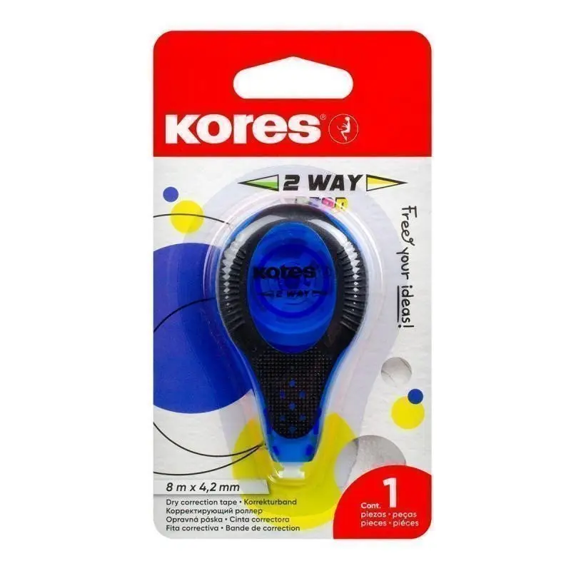 Korekční strojek Kores 2WAY 8 m × 4,2 mm, mix 5 neonových barev