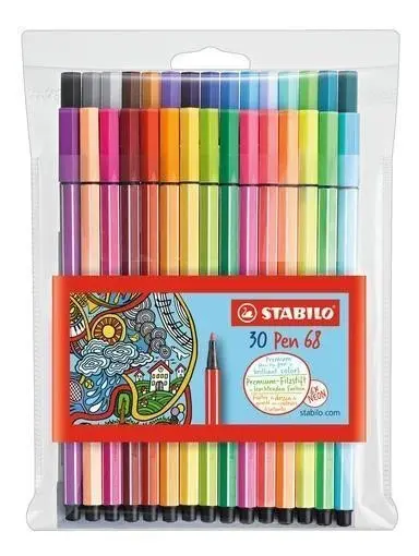 Fixa STABILO Pen 68 sada 24+6 ks neonové v puzdre