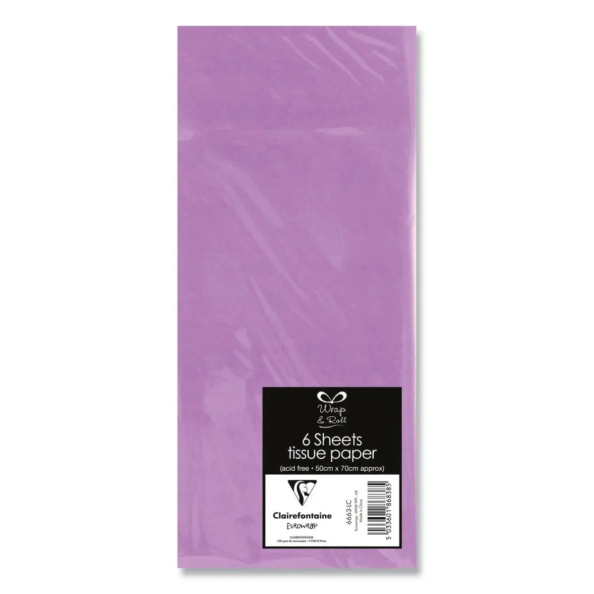 CLAIREFONTAINE hedvábný papír - lilac, 6 ks, 50x70 cm