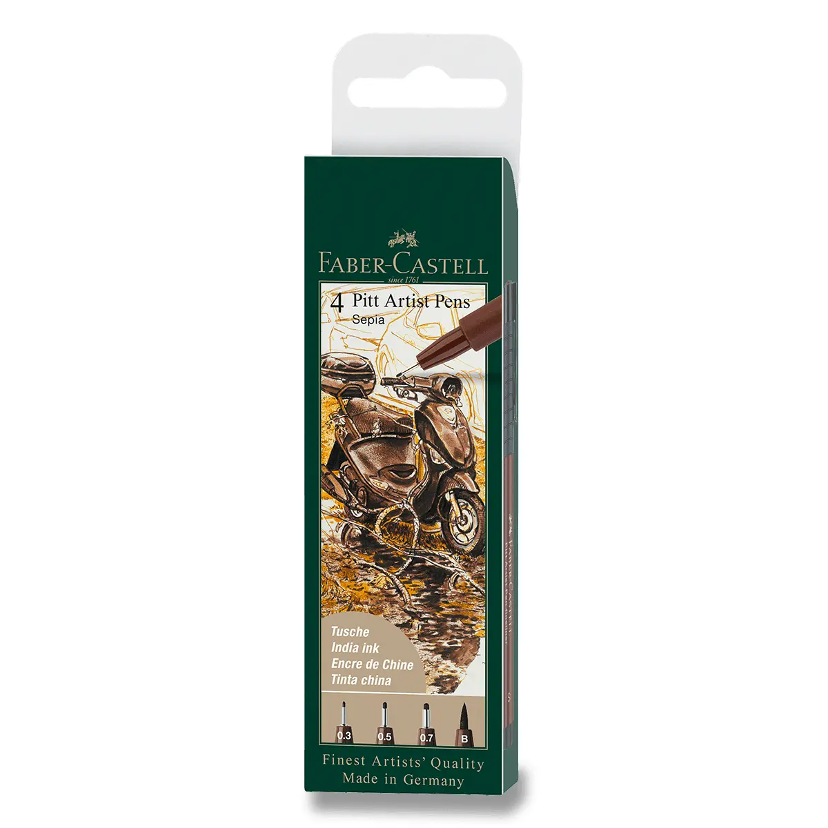 Faber - Castell Popisovač Pitt Artist Pen - sepia (S,F,M,B) 4 ks