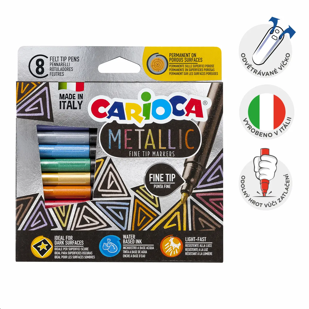 Fixy Carioca Metallic, tenký hrot - 8 ks