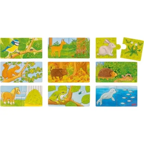 Dřevěné puzzle dvojice Zvířátka a jejich potrava - puzzle z kategorie 15 – 60 dielikov